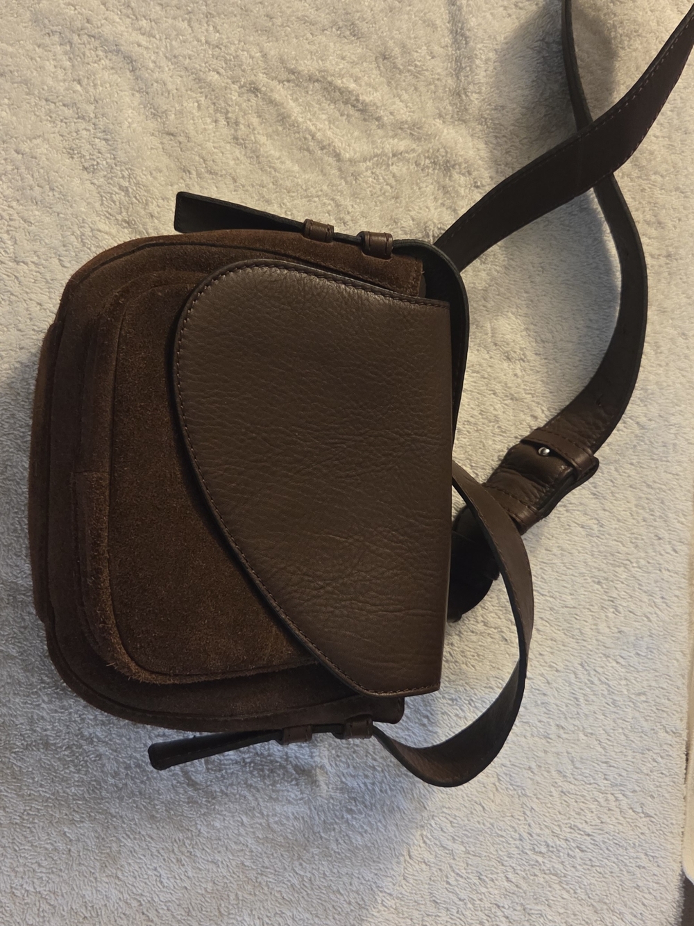 Brown Women Leather & Suede Crossbody Bag